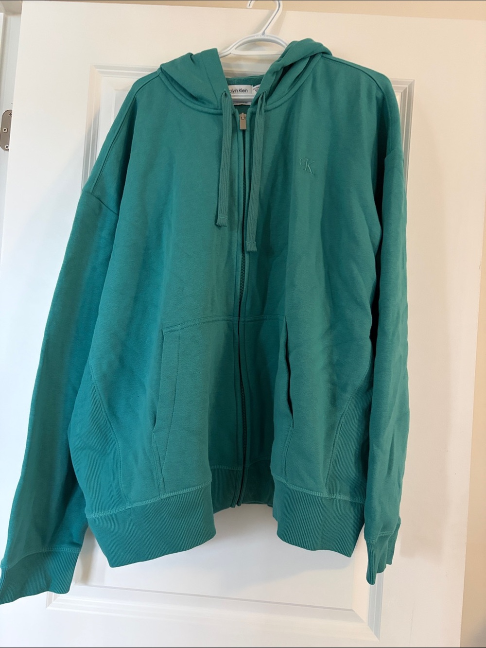 Calvin Klein Teal Zip Hoodie with Subtle CK Logo